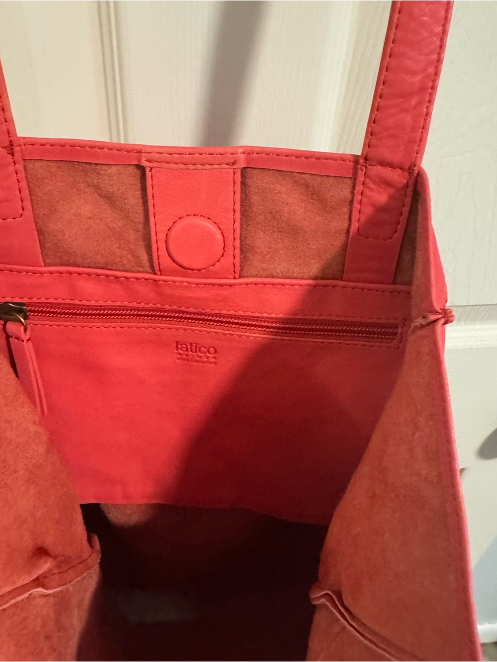 Latico Tomato Red Margie Leather Tote with Front Pocket - Picture 3 of 3